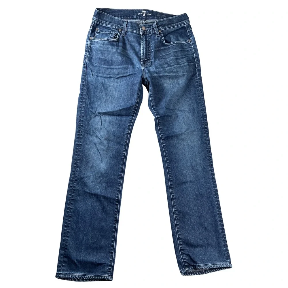 7 For All Mankind Slimmy Jeans Mens 31 Dark Blue Slim Fit Stretch Denim Pants